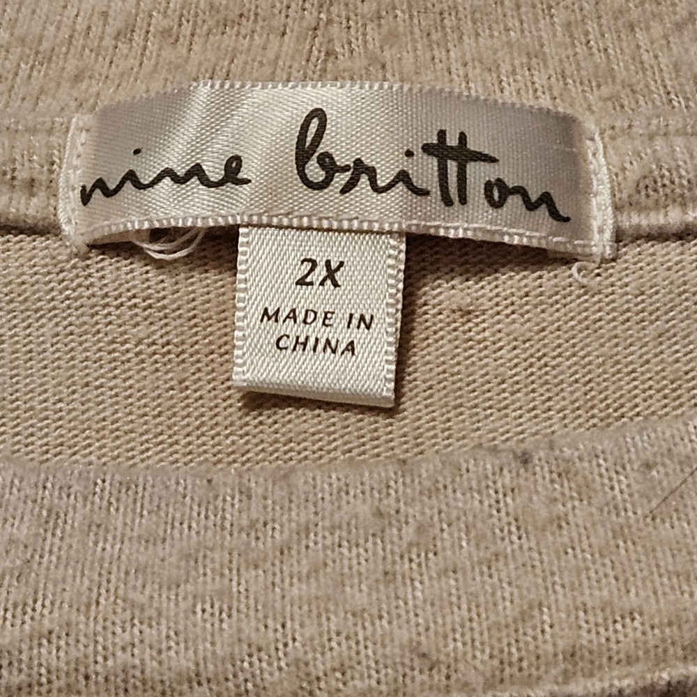Nine Britton Womens 2X Color Block Tie Front 3/4 Sleeve Top Pullover Knit - Picture 8 of 10